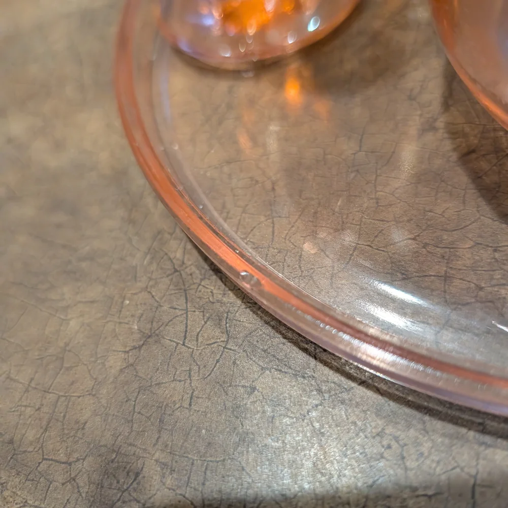 Elegant Glass Vanity Tray Set with Pink Accents